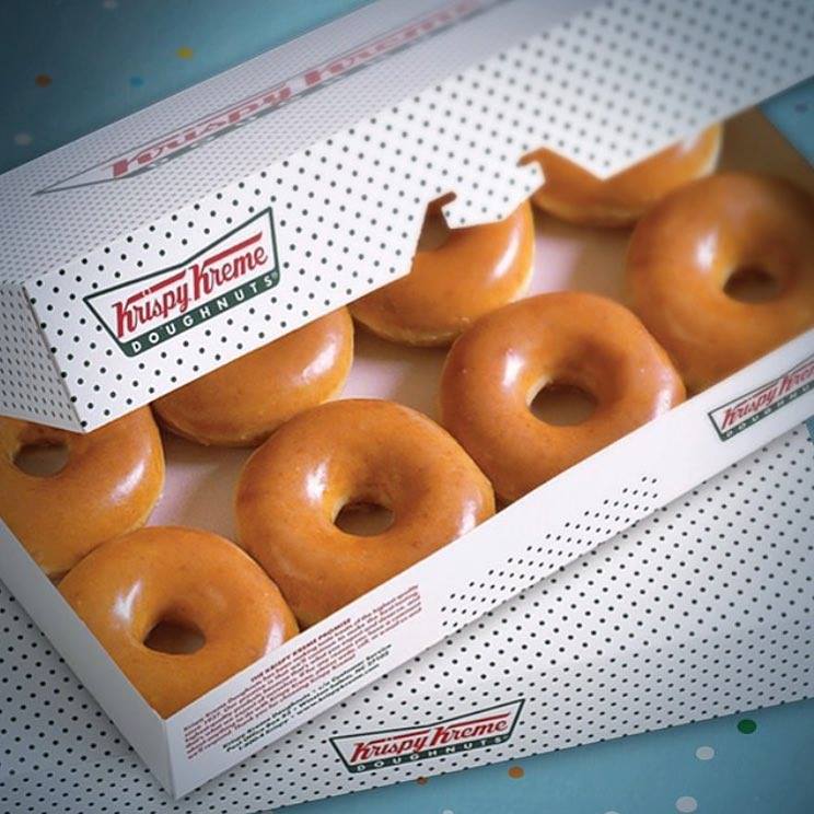 A box of Krispy Kreme doughnuts.