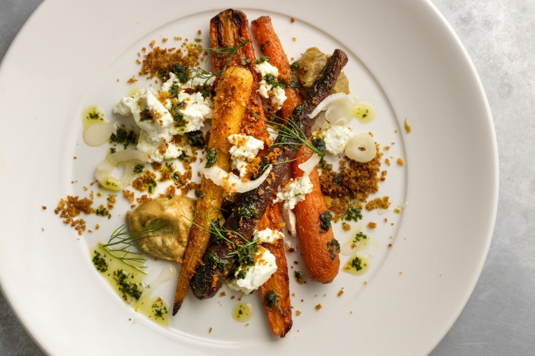 Roast carrots and Knockalara cheese at Paradiso, Cork.