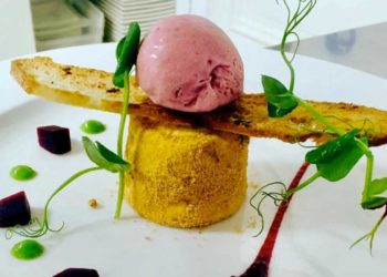 Goat cheese with beetroot 3 ways at Oysters, Strabane