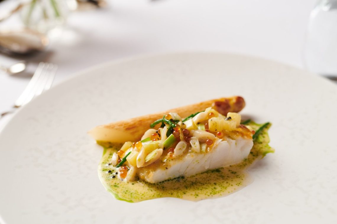 Food on the plate at The Oak Room, Adare Manor, Limerick