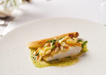 Food on the plate at The Oak Room, Adare Manor, Limerick