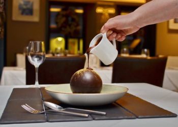 The renowned Zuni chocolate ball dessert.