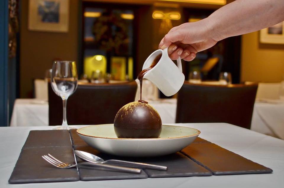 The renowned Zuni chocolate ball dessert.