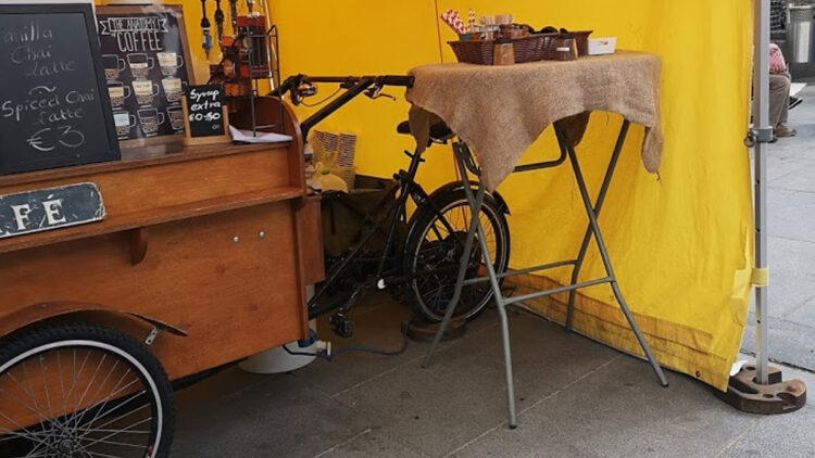Grabbing a coffee at the Kilkenny Saturday Farmer's Market