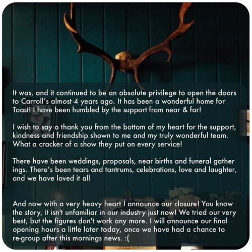 Toast of Thomastown announces closure amid rising costs · Ken On Food