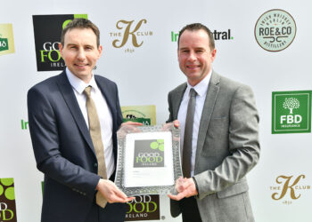 James OShea and Keith Walsh of O'Shea Farms, winners of the Sustainability Award 2023. Photo: Kevin McFeely / FLY media