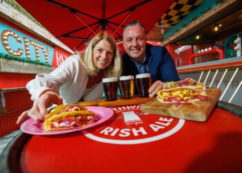 Manager of Smithwick’s Experience Kilkenny, Ignacio Peregrina (right), and Savour Festival Manager, Marian Flannery. Photo: Dylan Vaughan