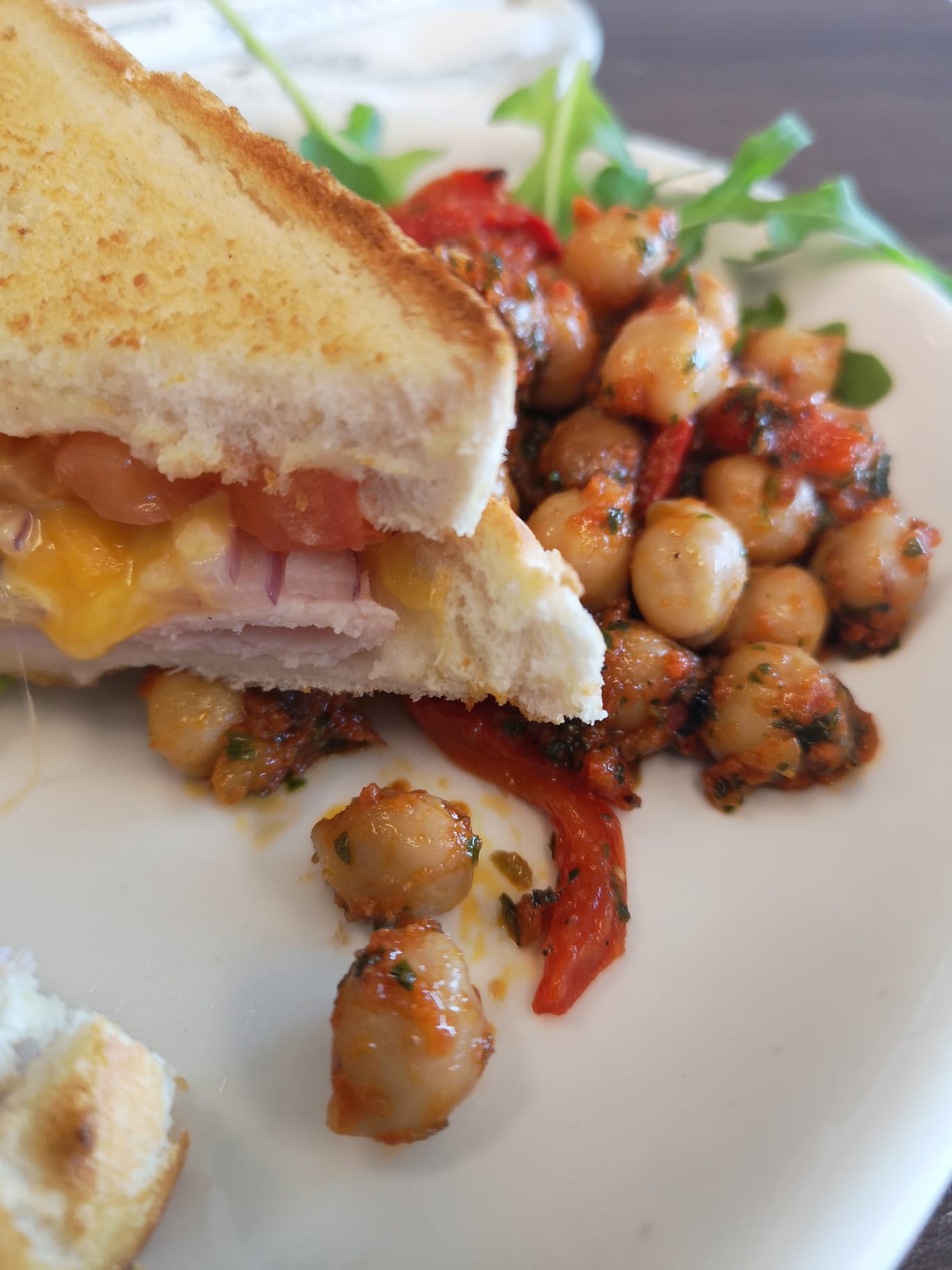 Toasted special with a chickpea salad at Meubles. Photo: Ken McGuire/Ken On Food