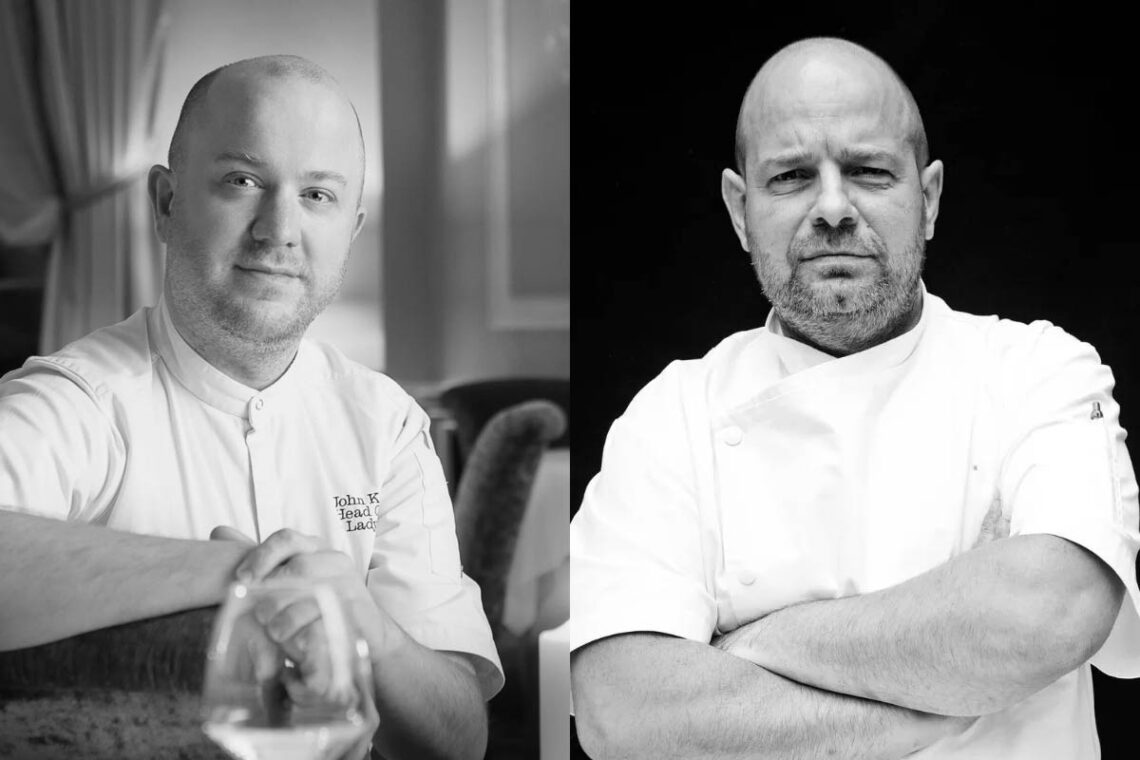 Chef John Kelly (L) and Chef Guillaume Lebrun (R). Photos via MountJuliet.ie